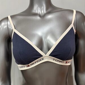 Tommy Hilfiger Navy Triangle Bralette with Logo Band